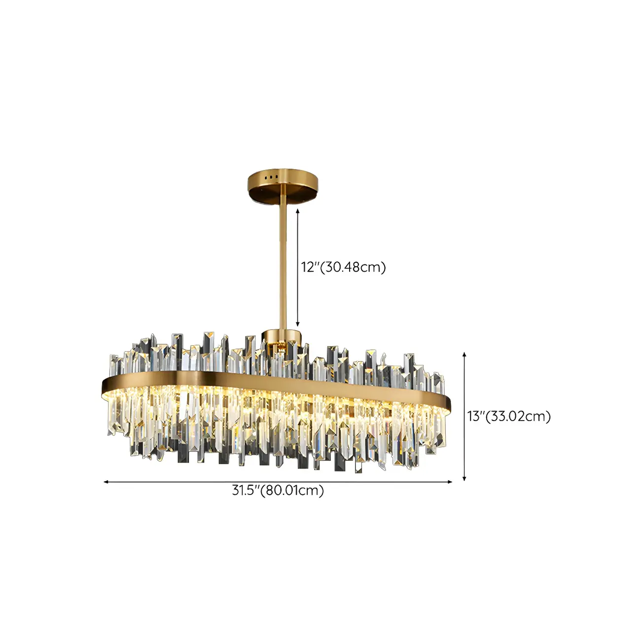 Modern Gold Oval Crystal LED Pendant Light for Kitchen Island Image - 16 | homeyfad
