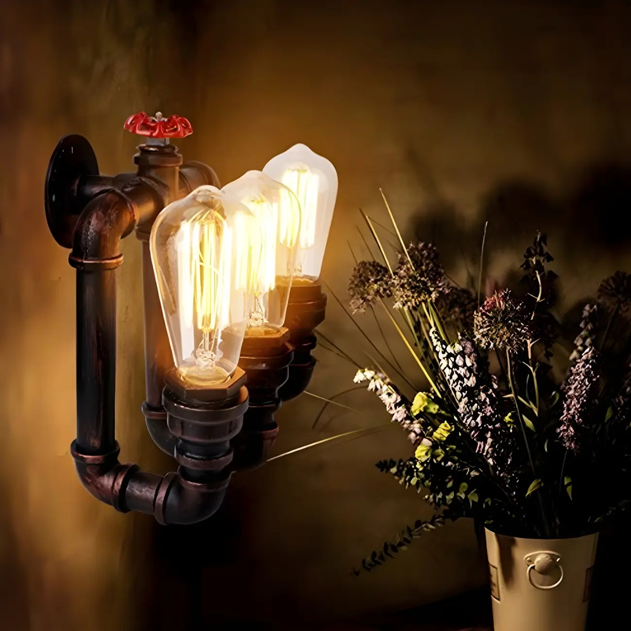 Industrial 3-Light LED Wall Light Metal Pipe Shape Wall Control Image - 1 | homeyfad