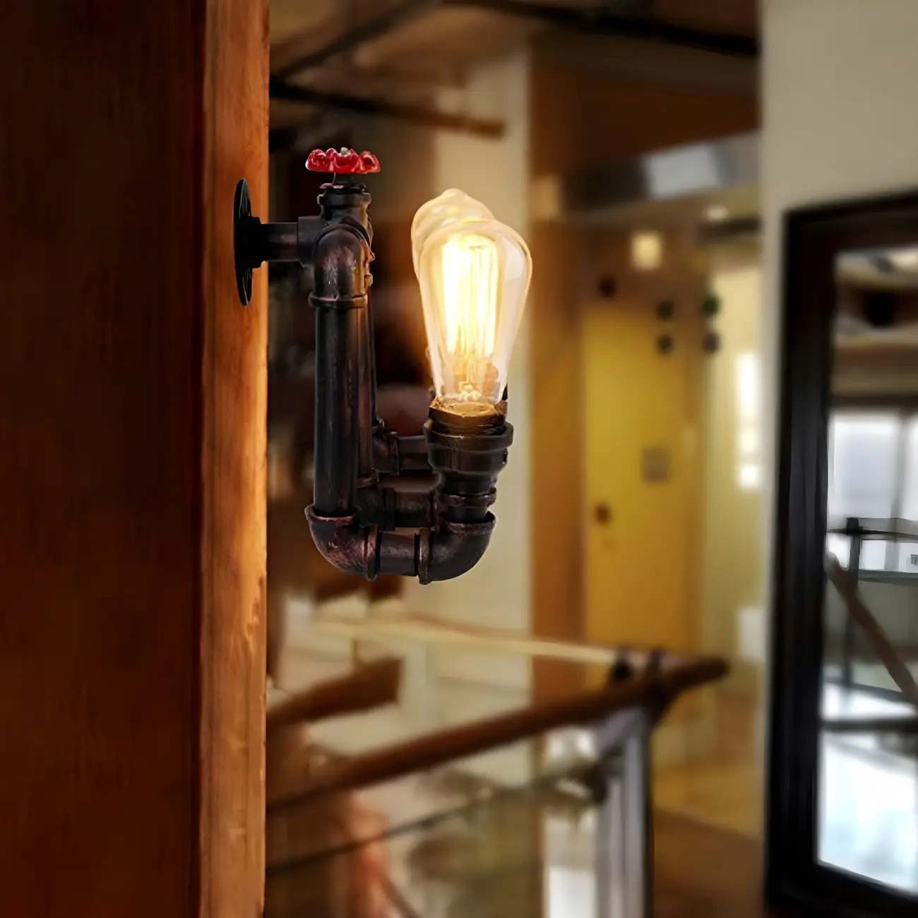 Industrial 3-Light LED Wall Light Metal Pipe Shape Wall Control Image - 2 | homeyfad