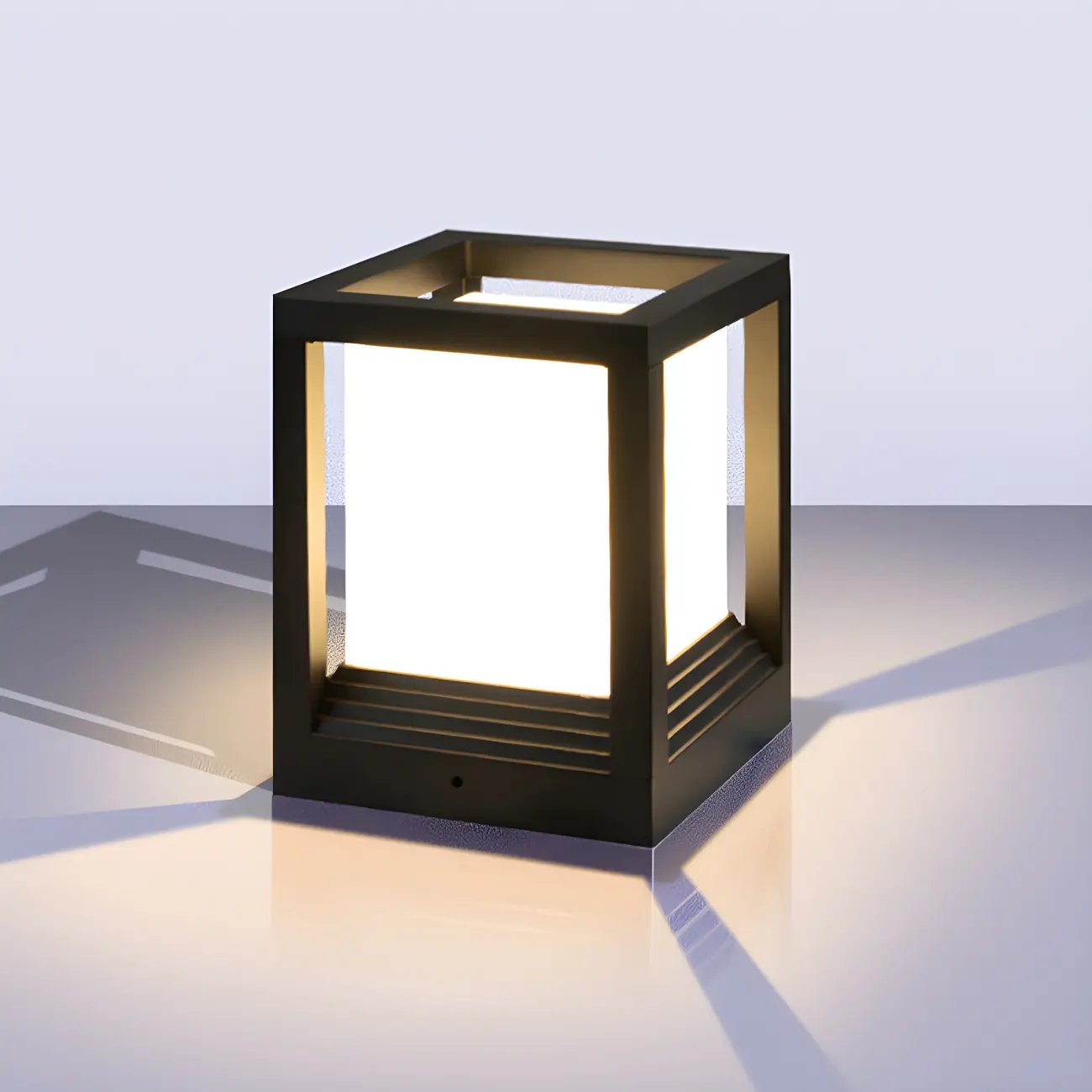 Modern Black Metal LED Post Cap Light for Outdoor Fences | homeyfad