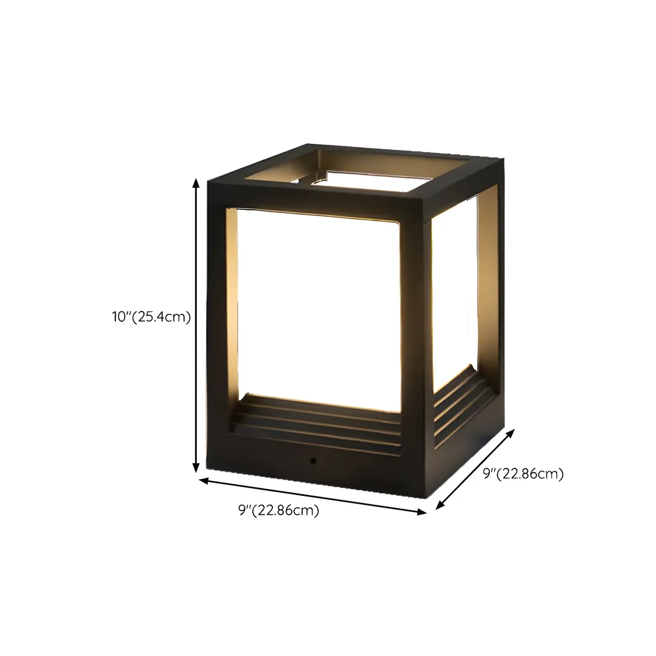 Modern Black Metal LED Post Cap Light for Outdoor Fences #size