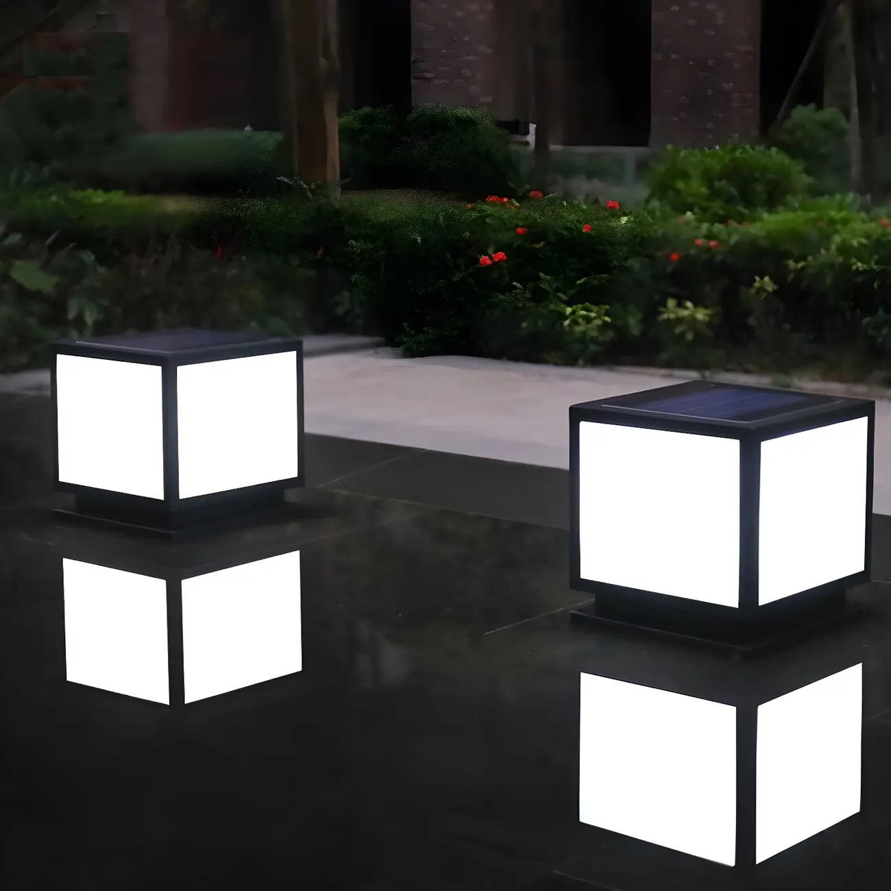 Modern Outdoor Rectangle Pillar Table Light with LED for Patio Image - 4 | homeyfad