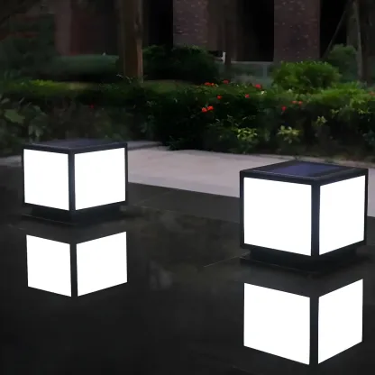 Modern Outdoor Rectangle Pillar Table Light with LED for Patio Image - 4