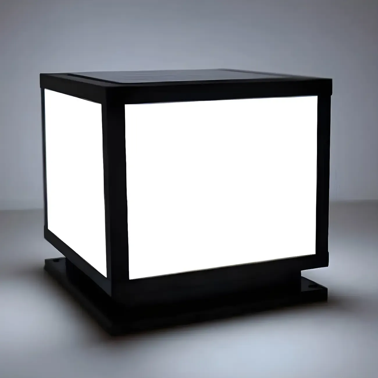 Modern Outdoor Rectangle Pillar Table Light with LED for Patio Image - 8