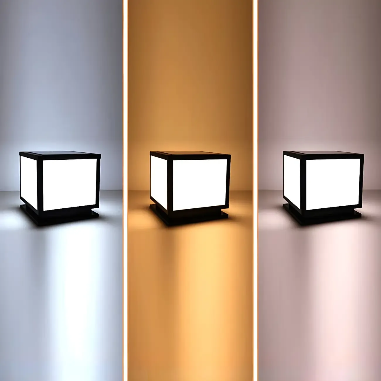 Modern Outdoor Rectangle Pillar Table Light with LED for Patio Image - 10