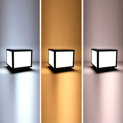 Modern Outdoor Rectangle Pillar Table Light with LED for Patio Image - 10