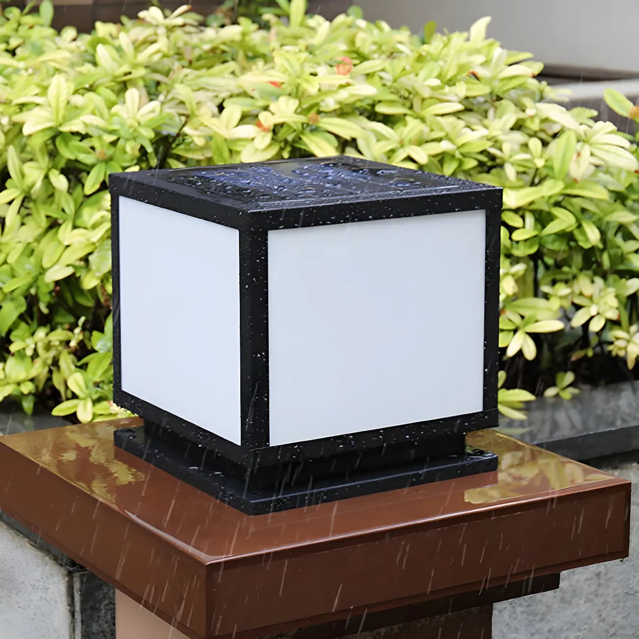 Modern Outdoor Rectangle Pillar Table Light with LED for Patio Image - 15 | homeyfad