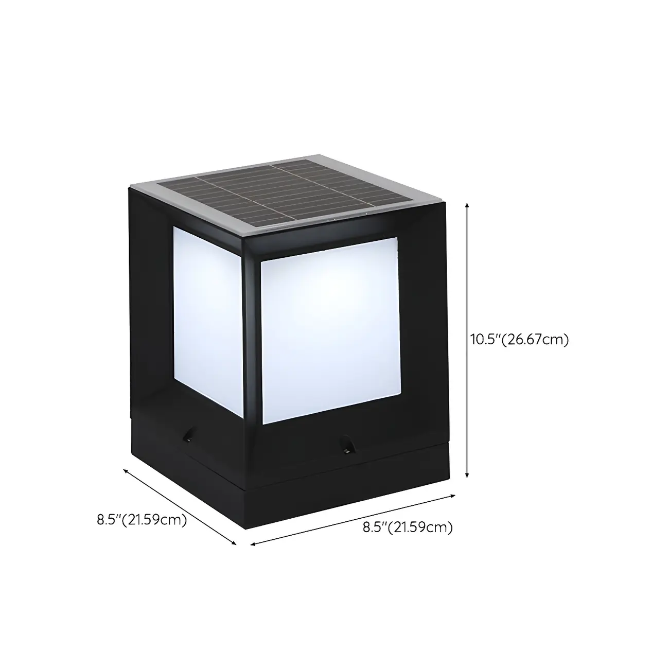 Simple Solar Black Metal Cube Post Cap Light Image - 13 | homeyfad