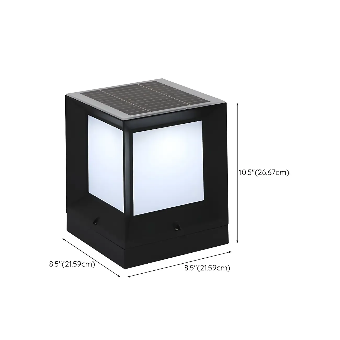 Simple Solar Black Metal Cube Post Cap Light Image - 13