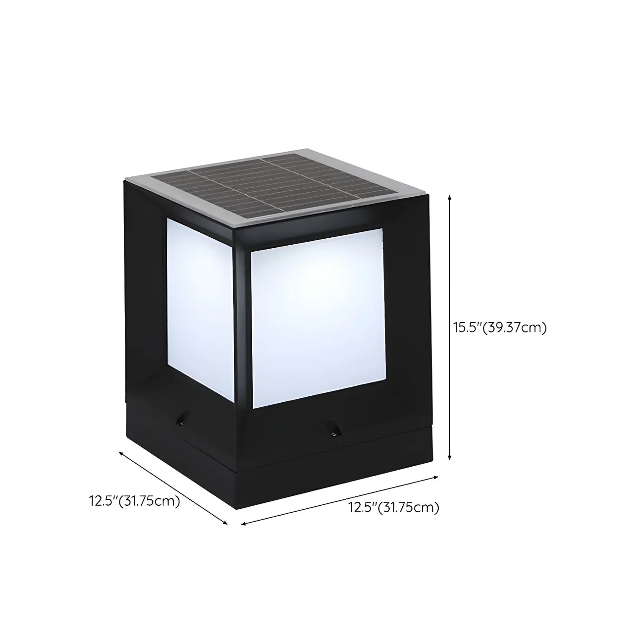 Simple Solar Black Metal Cube Post Cap Light Image - 15 | homeyfad