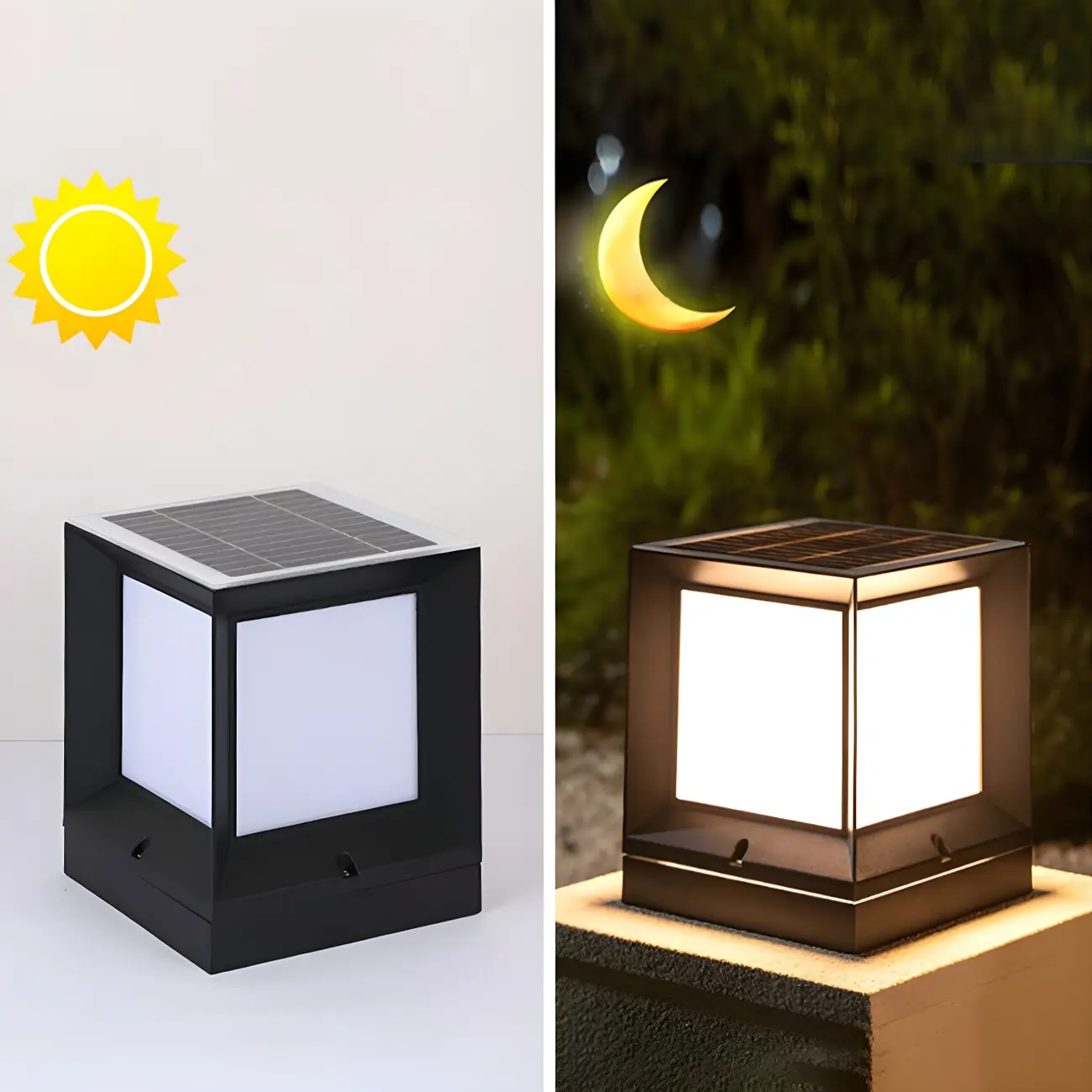 Outdoor Rectangle Solar LED Post Cap Light in Dimmable Image - 2 | homeyfad