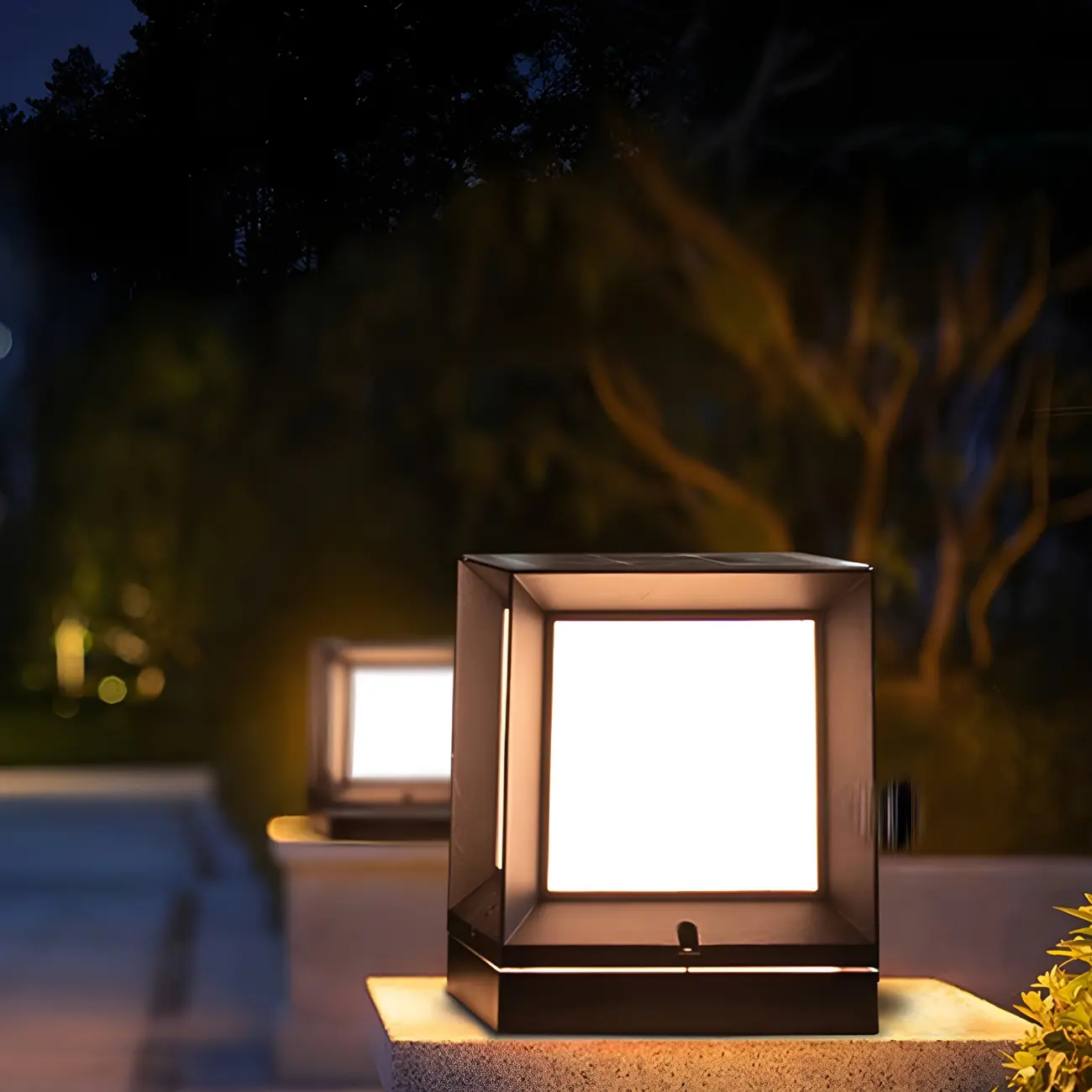 Outdoor Rectangle Solar LED Post Cap Light in Dimmable Image - 1 | homeyfad