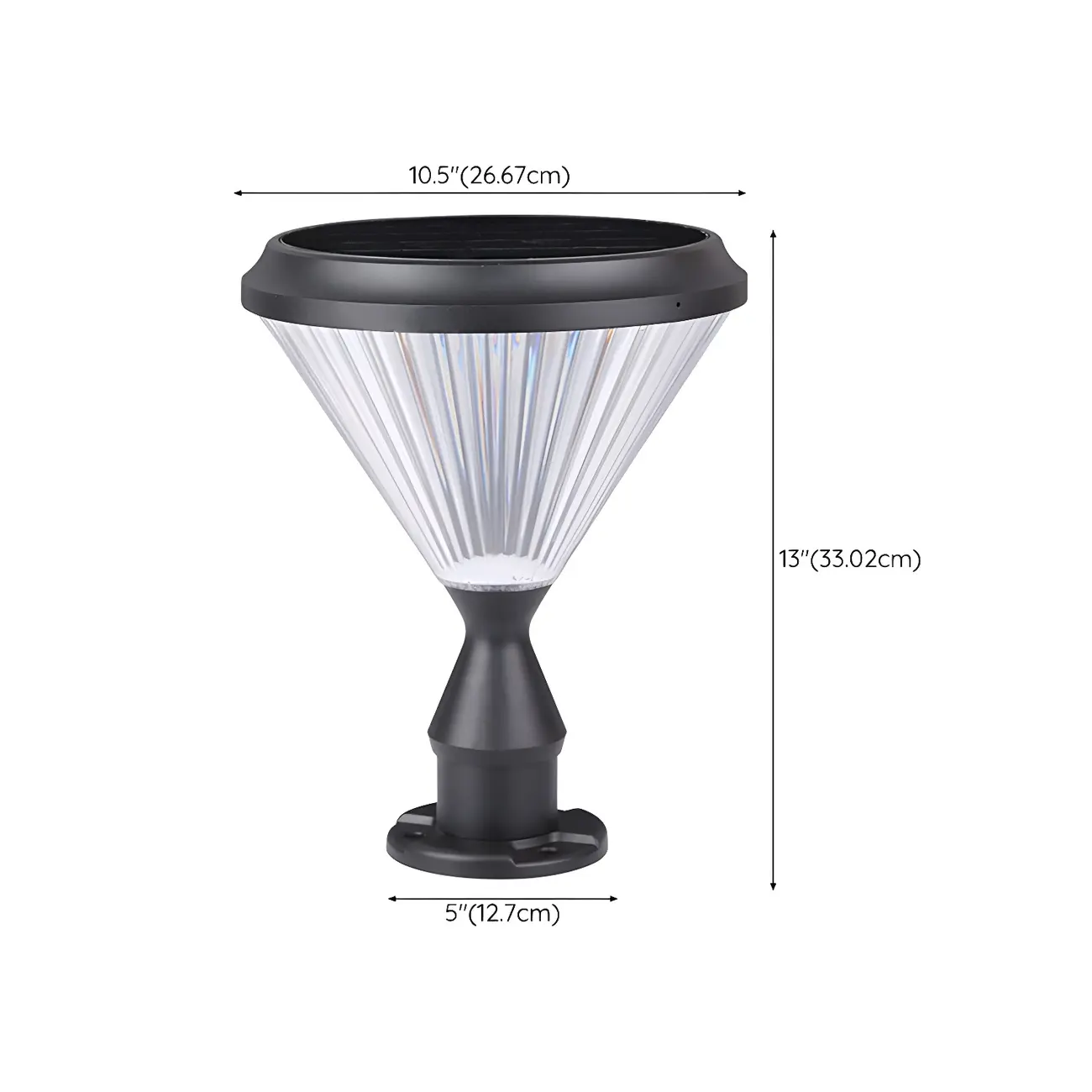 Diamond Shape Solar Black Metal Post Cap Light #size | homeyfad