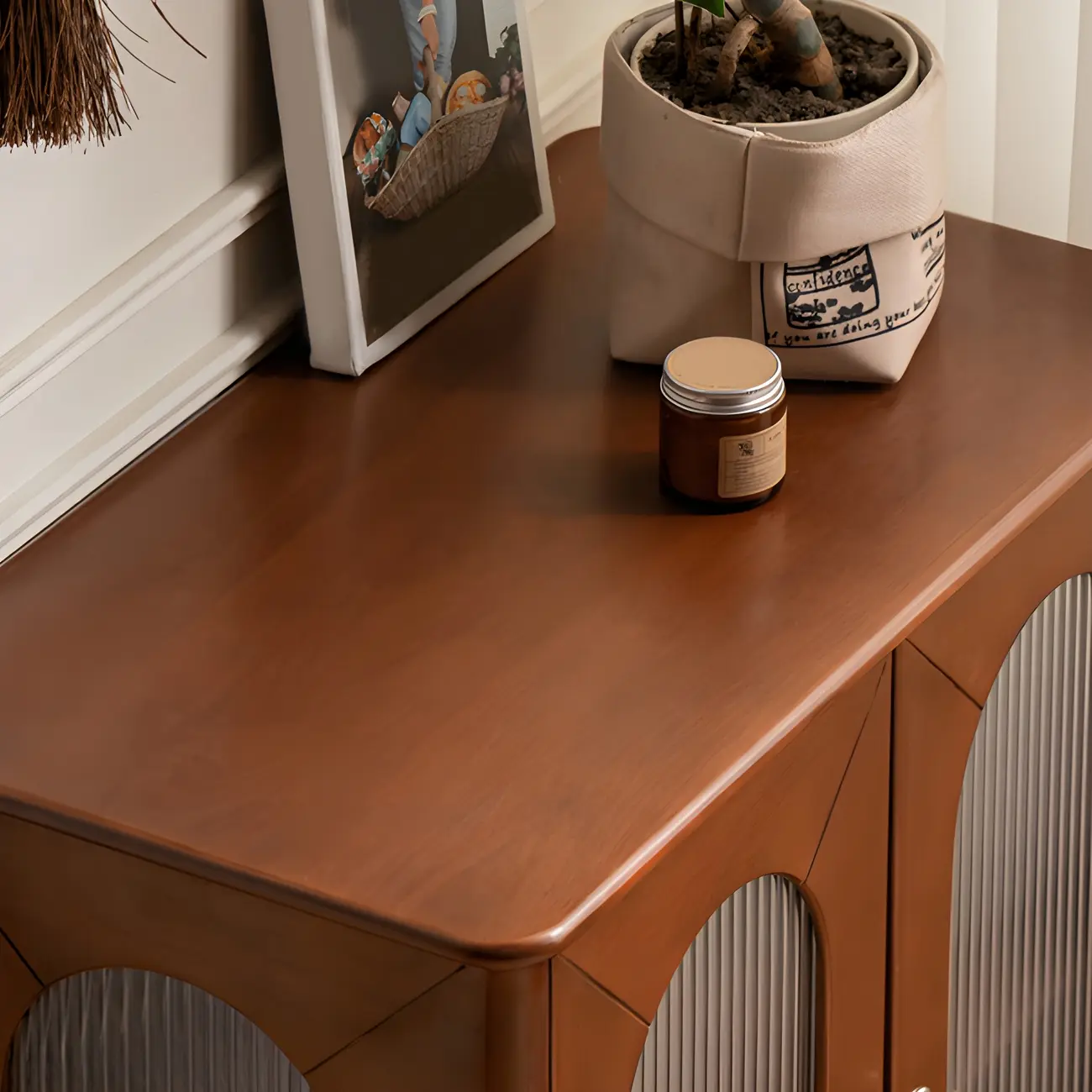 Elegant Wooden Display Cabinet with Glass Doors and Lighting Image - 8 | homeyfad