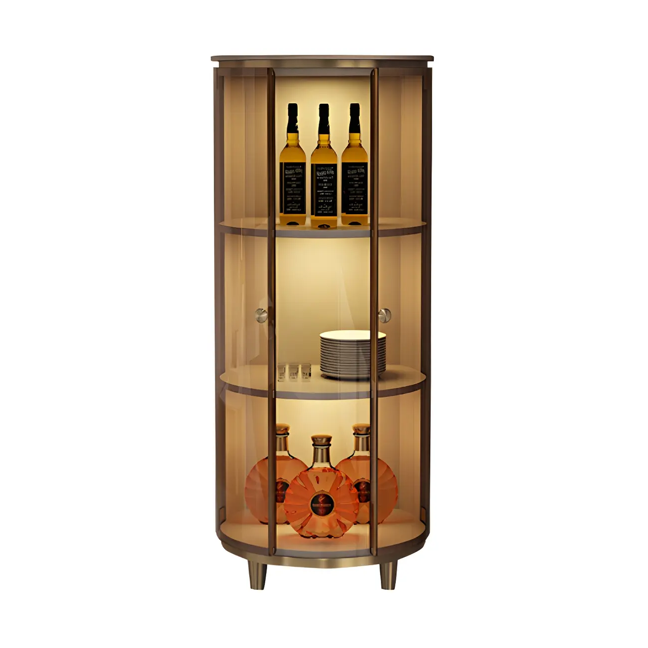 Modern White Wooden Corner Wine Rack with Door Image - 5 | homeyfad