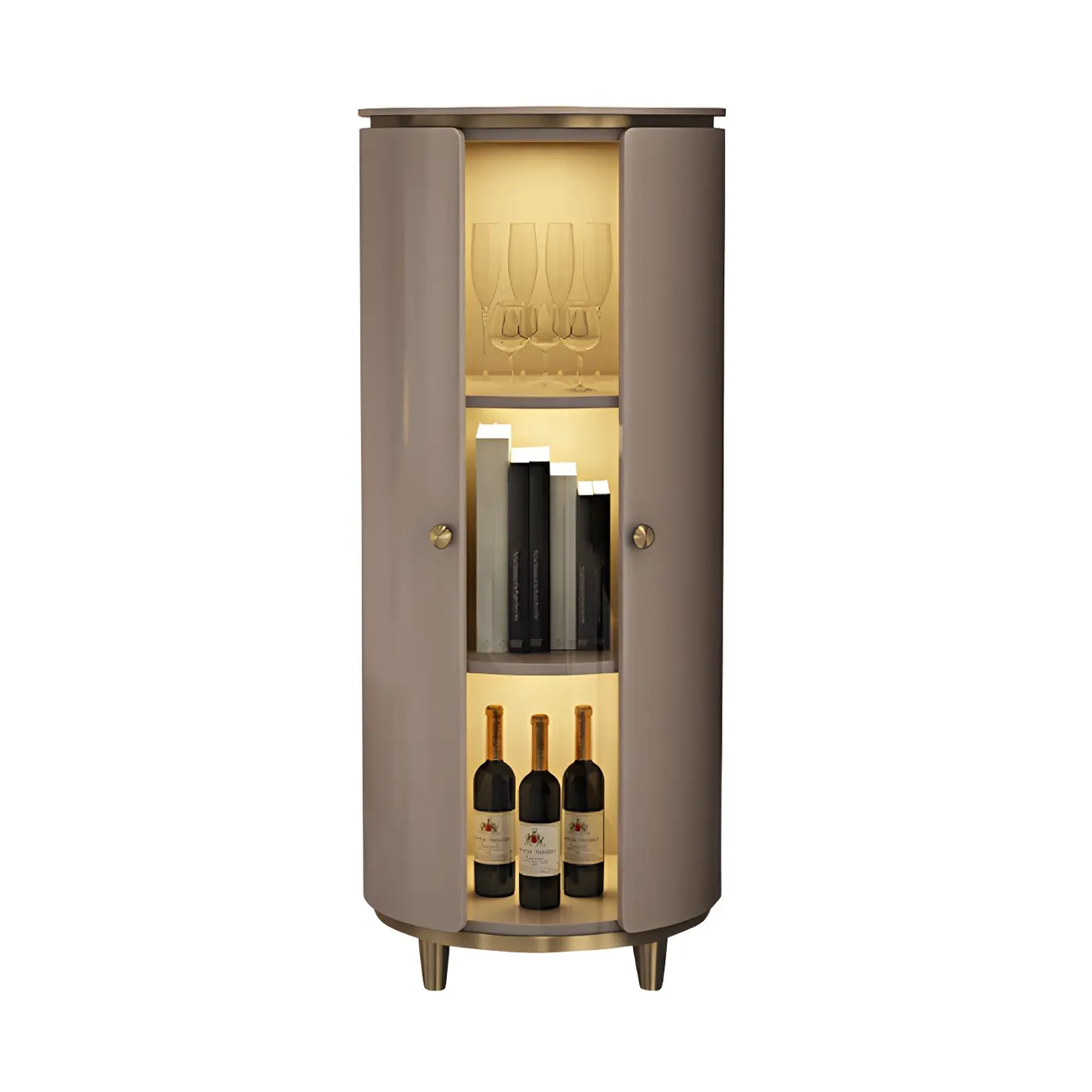 Modern White Wooden Corner Wine Rack with Door Image - 7 | homeyfad