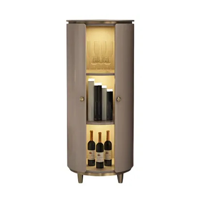 Modern White Wooden Corner Wine Rack with Door Image - 7