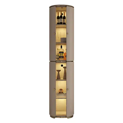 Modern White Wooden Corner Wine Rack with Door Image - 9