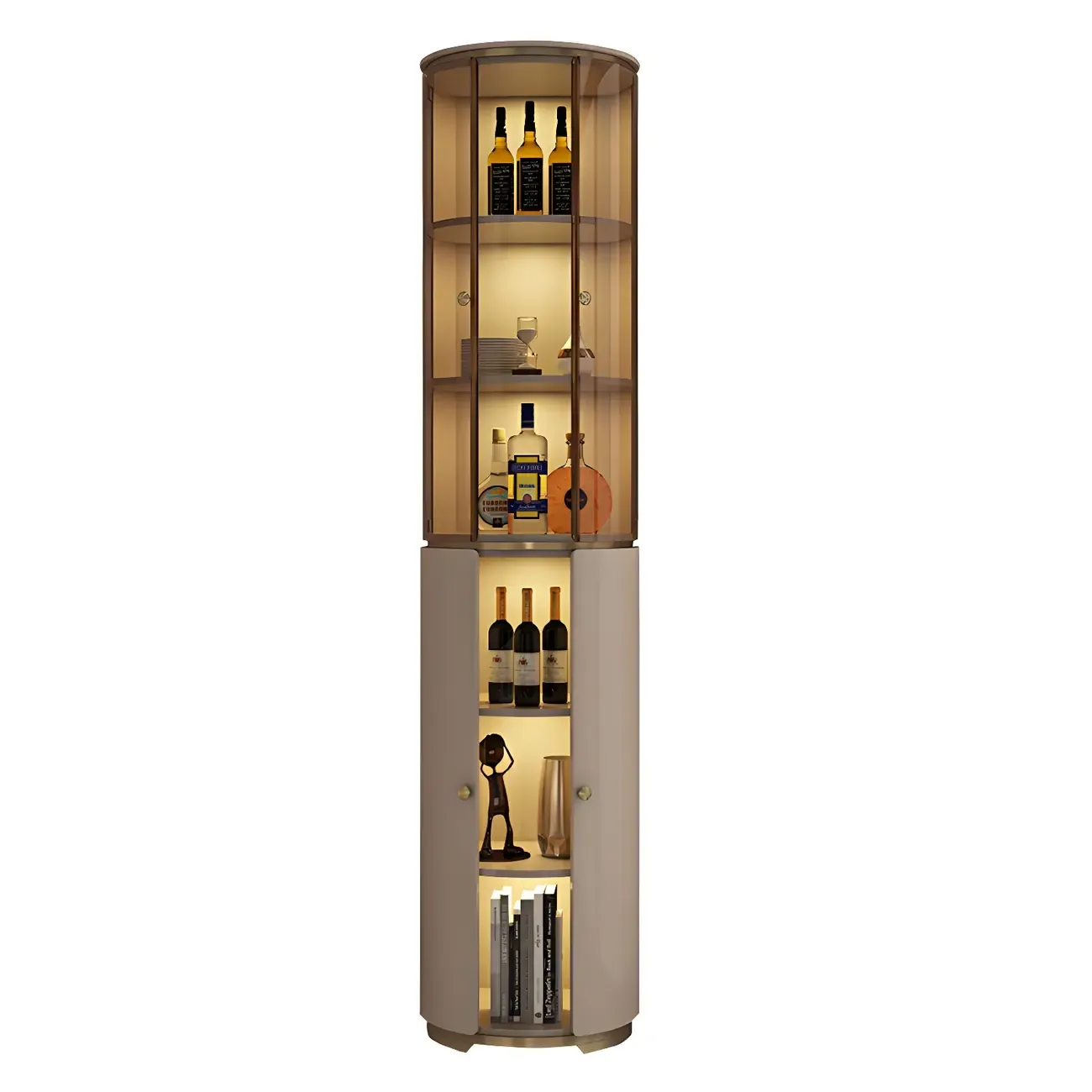 Modern White Wooden Corner Wine Rack with Door Image - 10