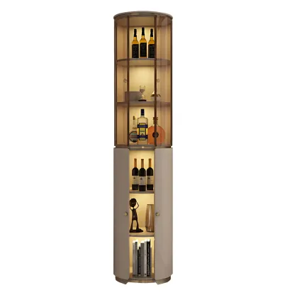 Modern White Wooden Corner Wine Rack with Door Image - 10