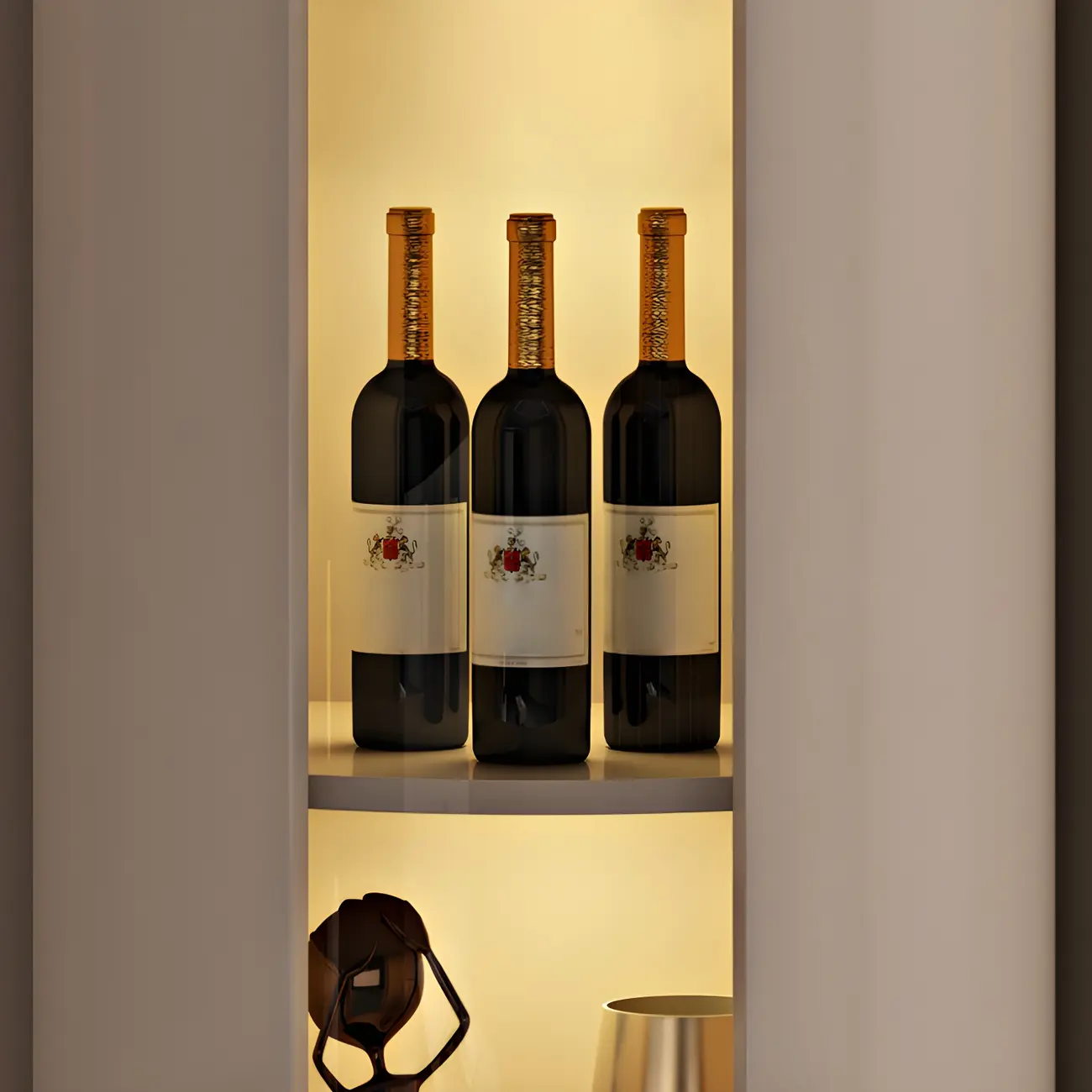 Modern White Wooden Corner Wine Rack with Door Image - 12 | homeyfad