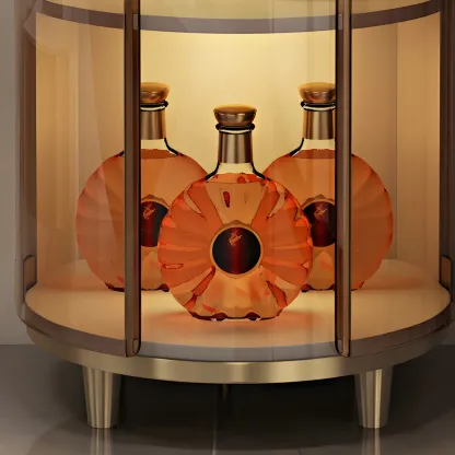 Modern White Wooden Corner Wine Rack with Door Image - 13