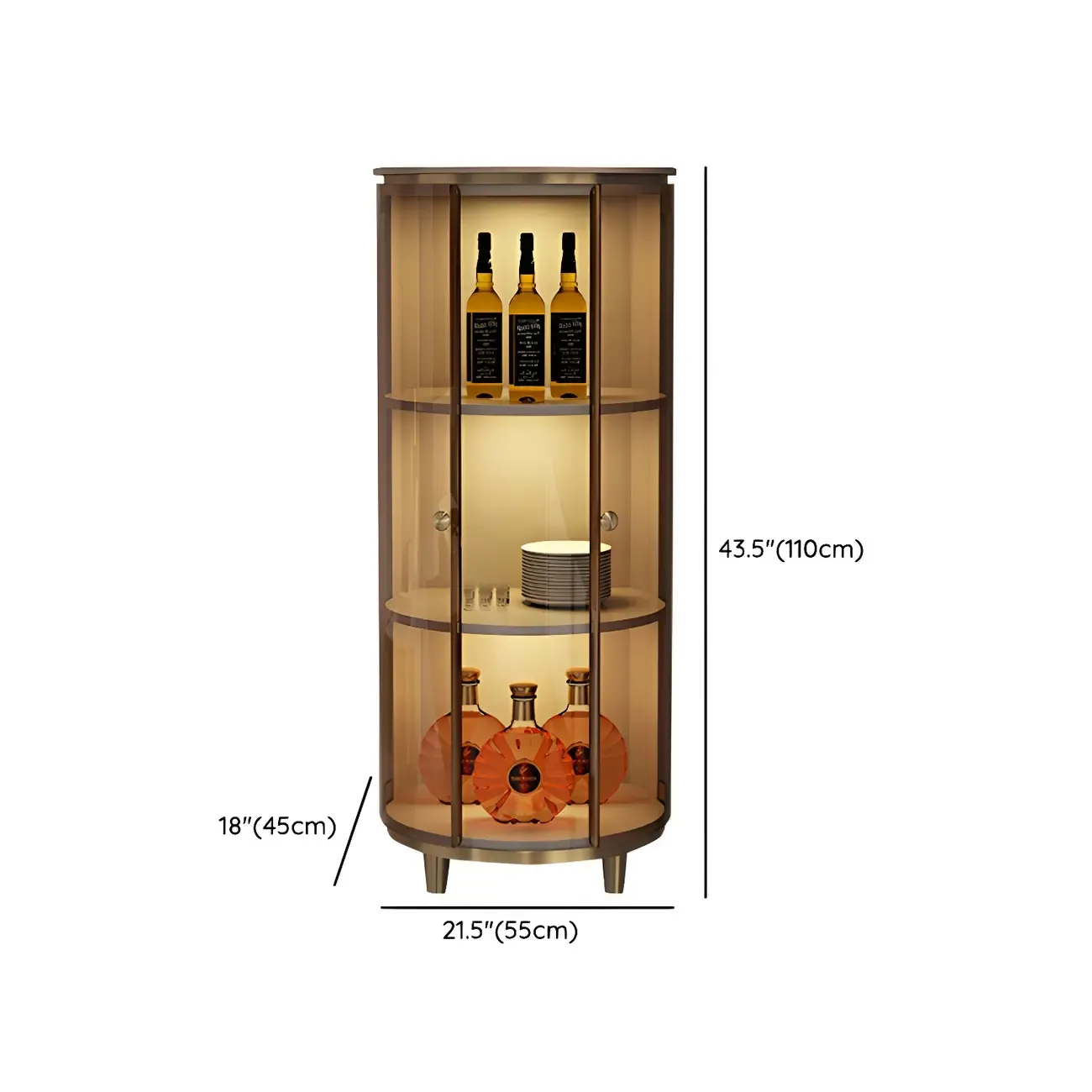 Modern White Wooden Corner Wine Rack with Door Image - 17