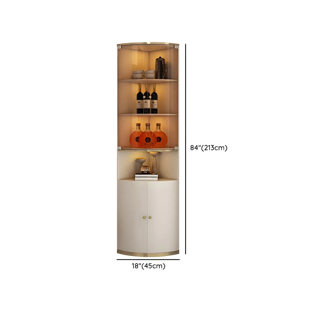 Modern White Wooden Corner Wine Rack with Door Image - 20