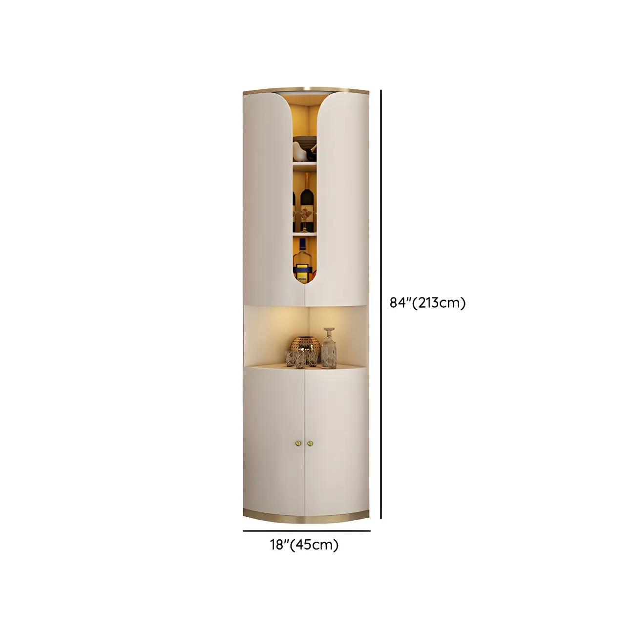 Modern White Wooden Corner Wine Rack with Door Image - 21 | homeyfad