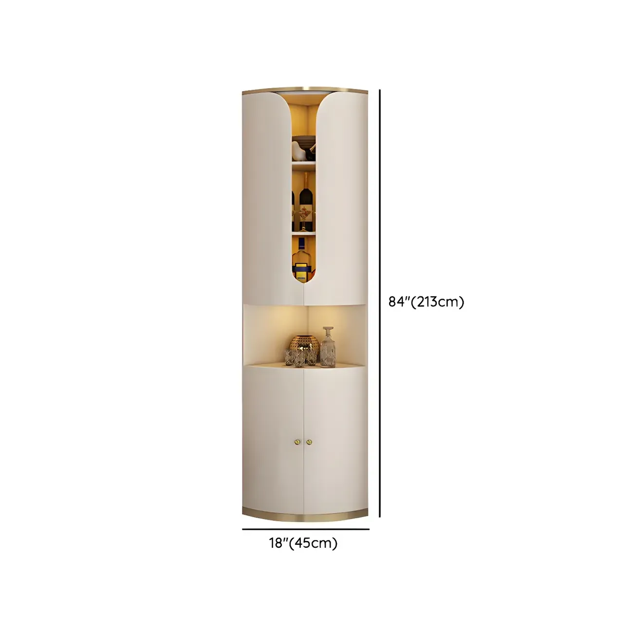 Modern White Wooden Corner Wine Rack with Door Image - 21