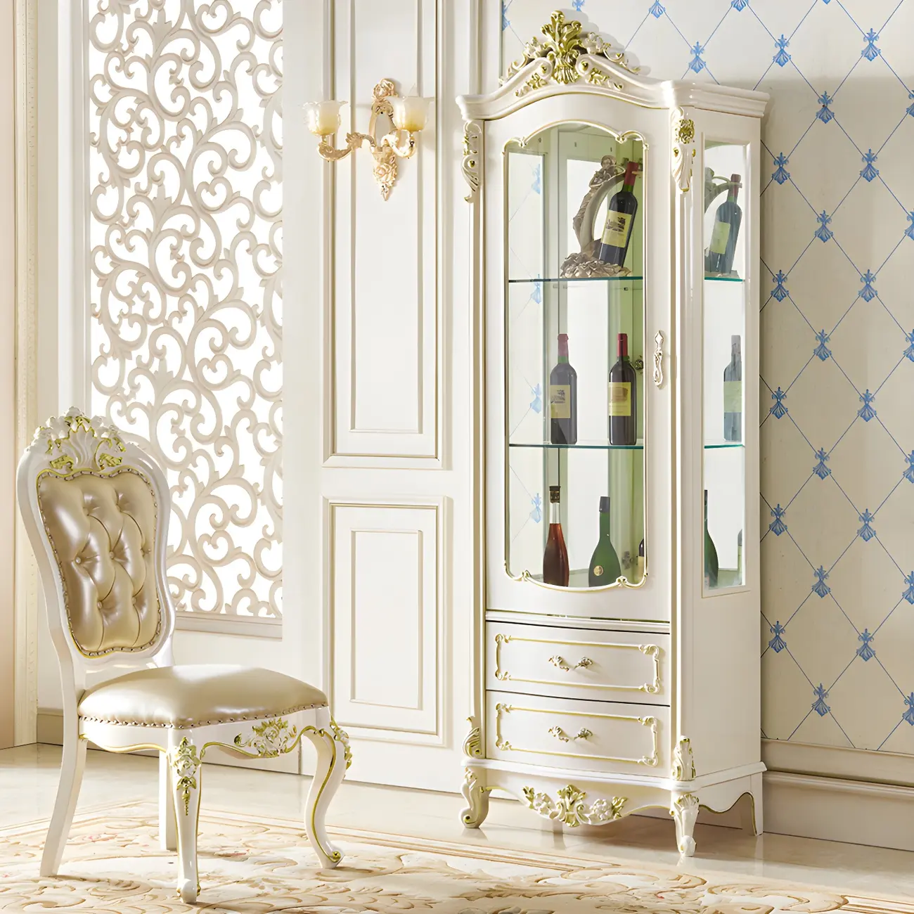 Traditional Solid Wood White Large Wine Rack Image - 2 | homeyfad