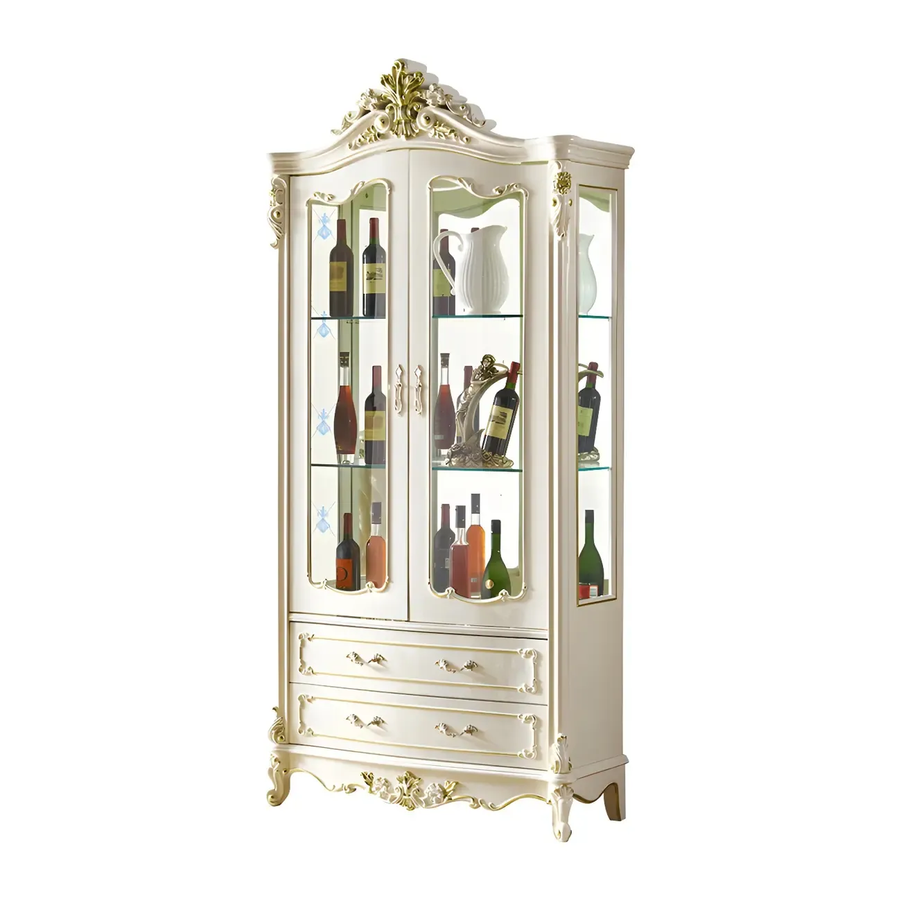 Traditional Solid Wood White Large Wine Rack Image - 5