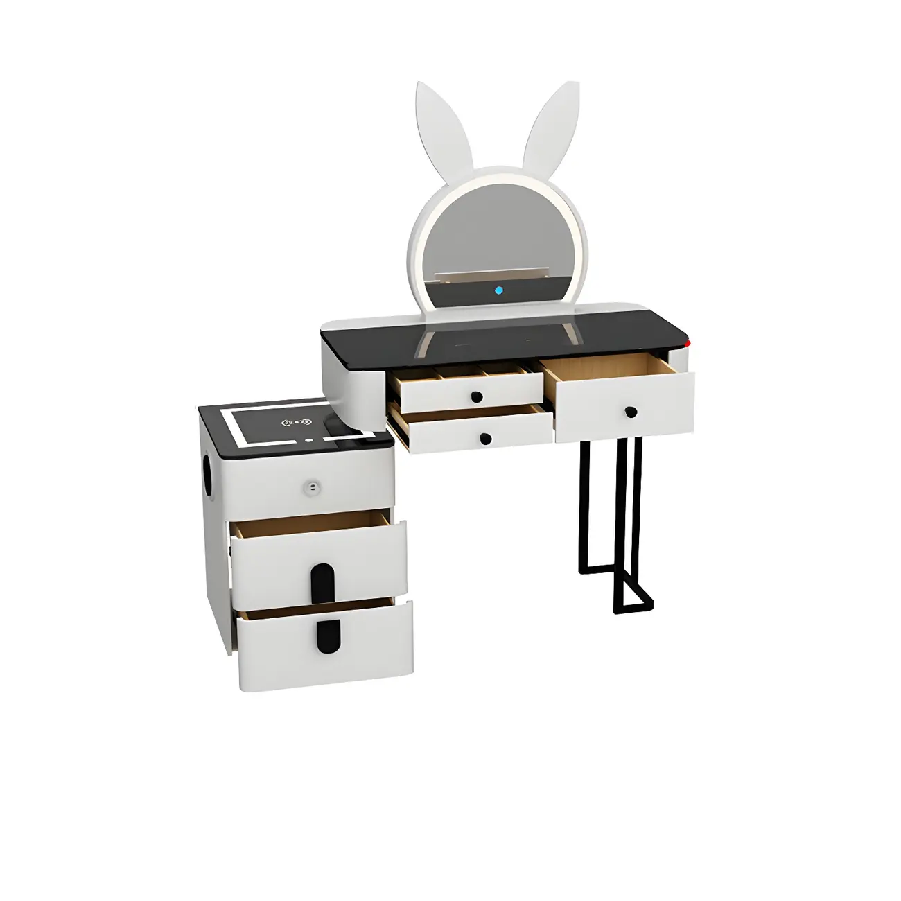 High Capacity Makeup Vanity Set with Lighted Mirror in Bear Shape | homeyfad