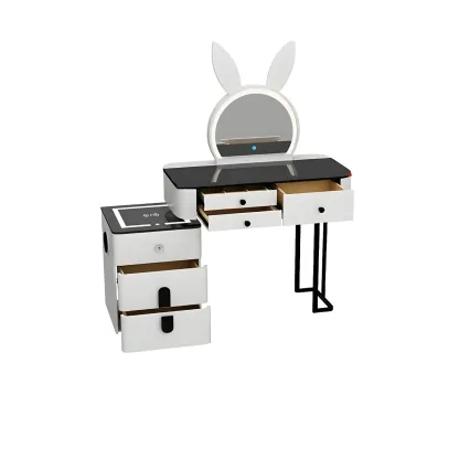 High Capacity Makeup Vanity Set with Lighted Mirror in Bear Shape