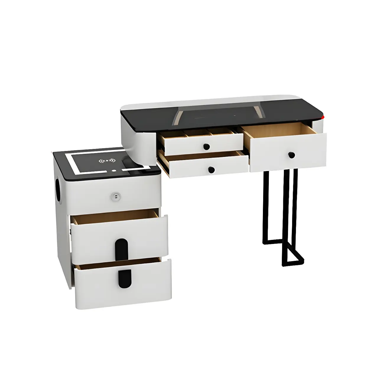 High Capacity Makeup Vanity Set with Lighted Mirror in Bear Shape | homeyfad