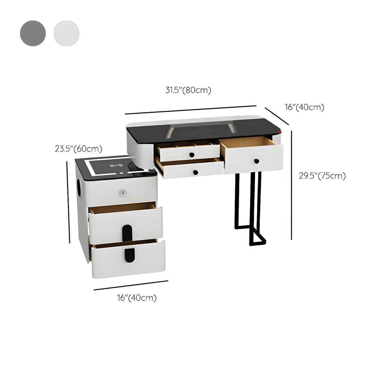 High Capacity Makeup Vanity Set with Lighted Mirror in Bear Shape #size