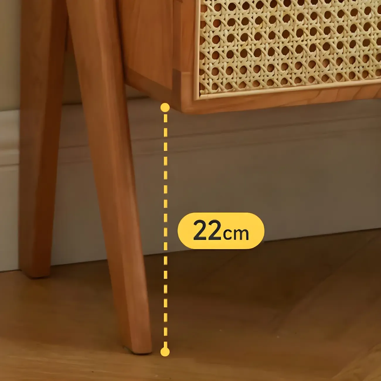 Unique Natural Finish Rattan Wood Nightstand with Storage Image - 11