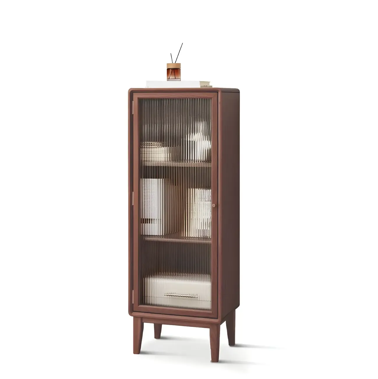 Retro Wooden Display Cabinet with Adjustable Shelves for Home Image - 6