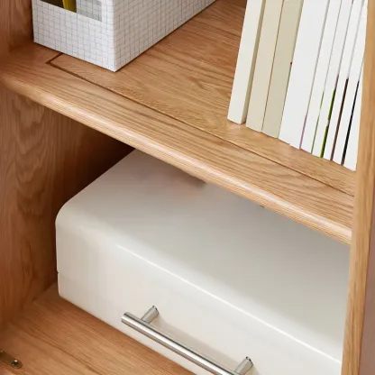 Retro Wooden Display Cabinet with Adjustable Shelves for Home Image - 10