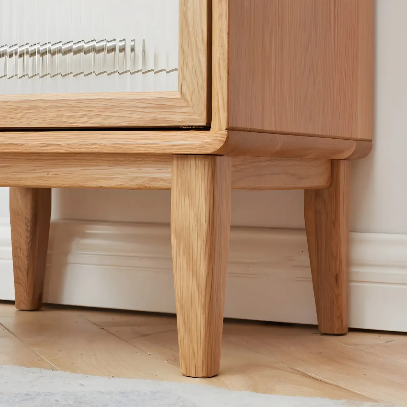 Retro Wooden Display Cabinet with Adjustable Shelves for Home Image - 13