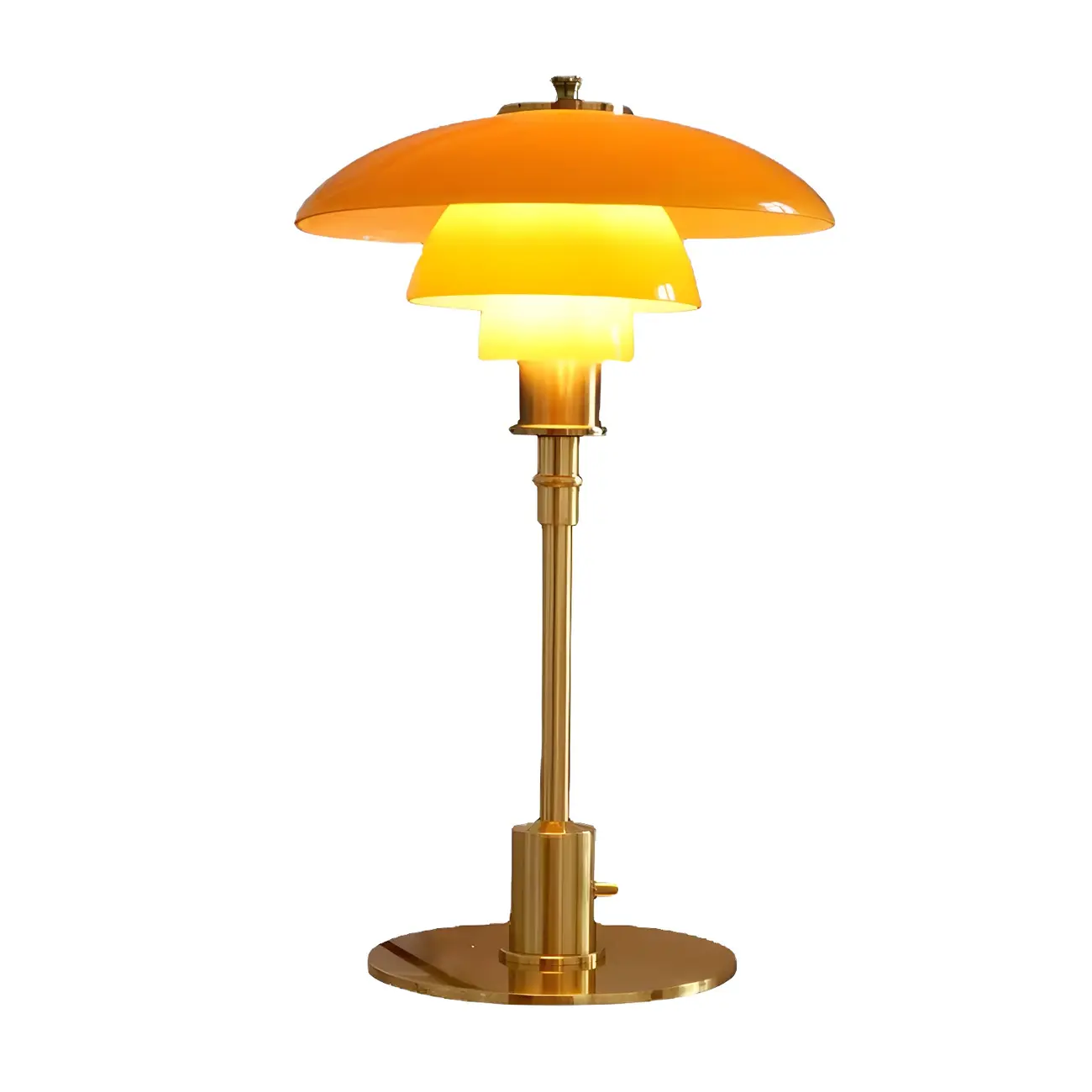Standard Glass 3 Layers Amber Top Shade LED Table Lamp Image - 6 | homeyfad
