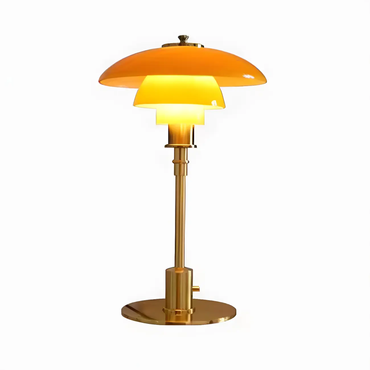 Standard Glass 3 Layers Amber Top Shade LED Table Lamp Image - 7 | homeyfad