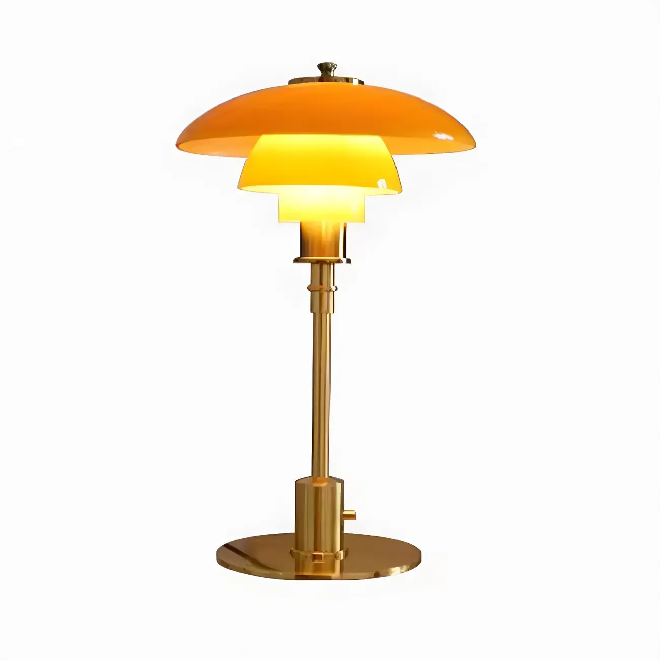 Standard Glass 3 Layers Amber Top Shade LED Table Lamp Image - 7