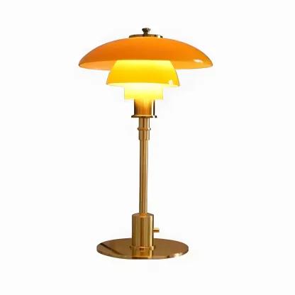 Standard Glass 3 Layers Amber Top Shade LED Table Lamp Image - 7