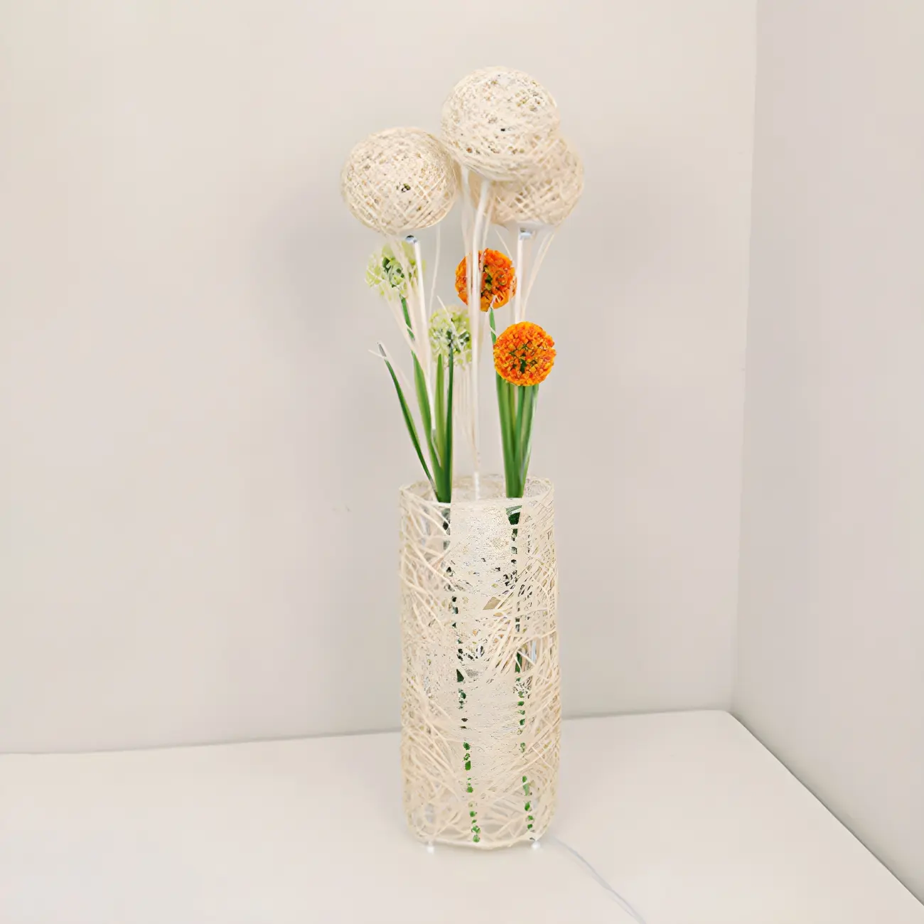 Wooden 43” Column Rattan Floor Lamp with LED & Foot Switch  Image - 10 | homeyfad