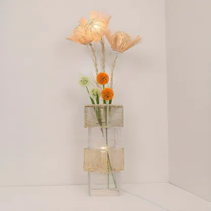 Wooden 43” Column Rattan Floor Lamp with LED & Foot Switch  Image - 12