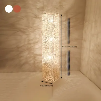 Wooden 43” Column Rattan Floor Lamp with LED & Foot Switch  Image - 18