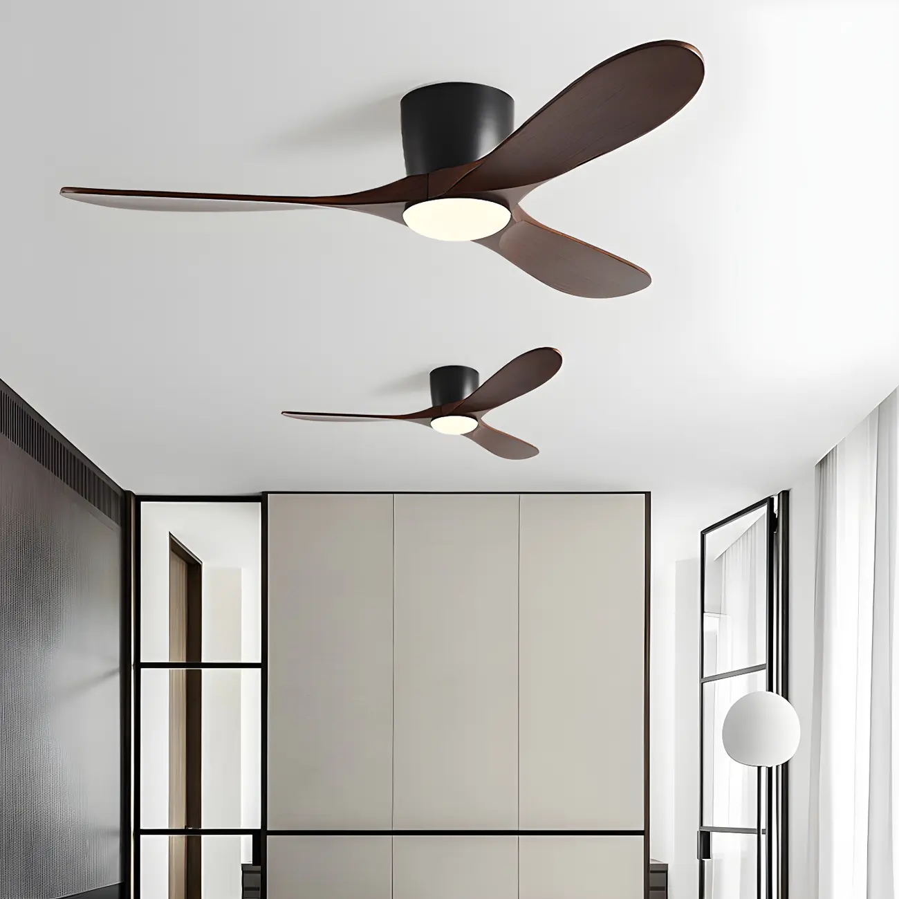 42.5" Wood Flush Mount Ceiling Fan 3-Gear Dimming for Living Room | homeyfad