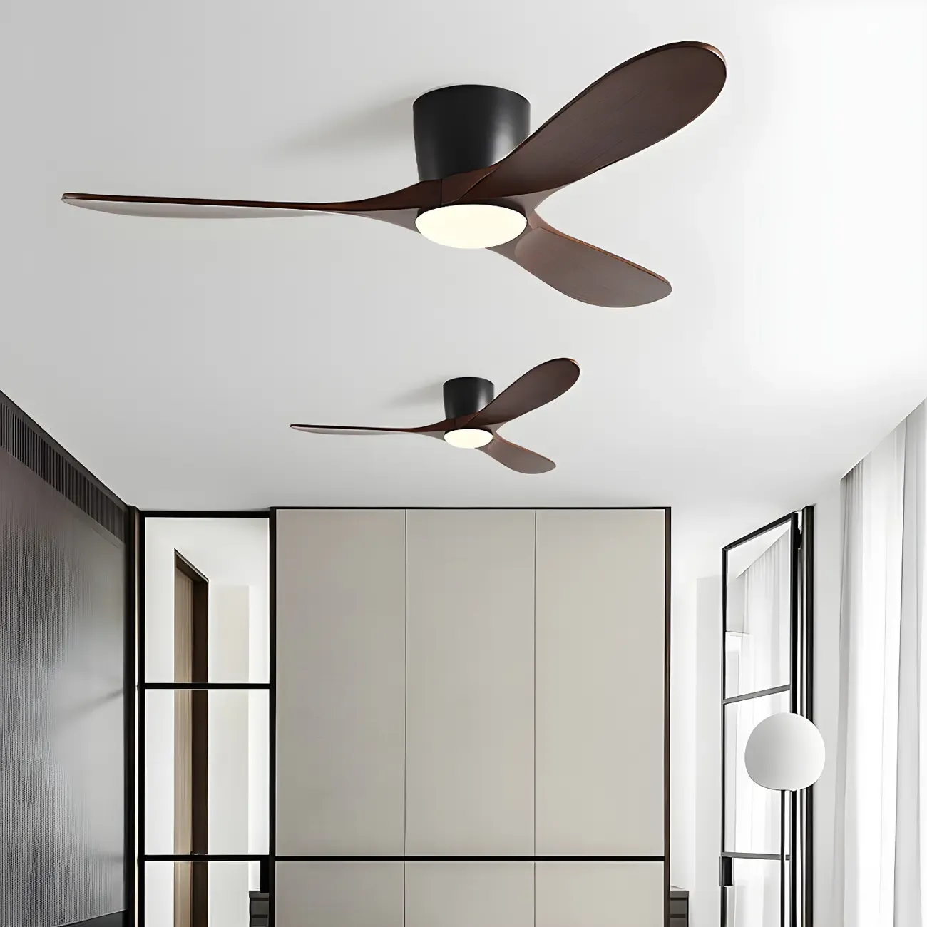 42.5" Wood Flush Mount Ceiling Fan 3-Gear Dimming for Living Room