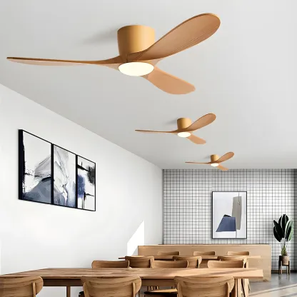 42.5" Wood Flush Mount Ceiling Fan 3-Gear Dimming for Living Room